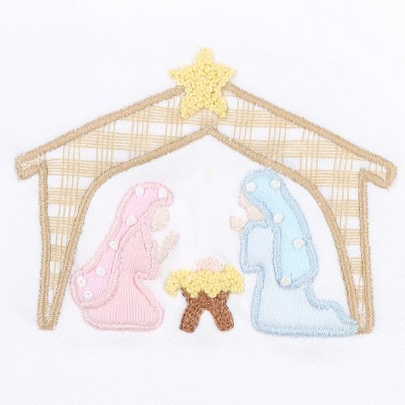 Away In The Manger Zipped Footie White