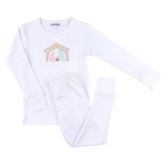 Away In The Manger Long Pajama White