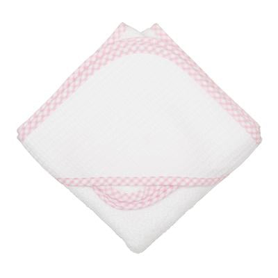 Pink Check Pique Boxed Hooded Towel & Washcloth Set