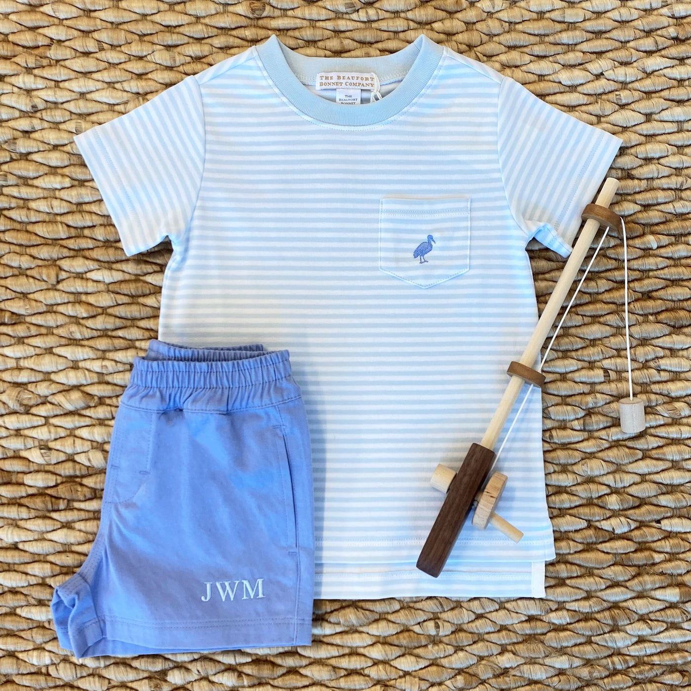 Carter Crewneck -BuckBlue/PCP Stripe -Pocket and Stork