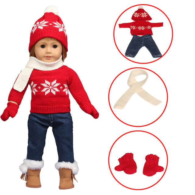 18" Doll Red/White Sweater Set
