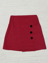 Black Velvet Top / Red Cord Skirt / Fur Vest Set