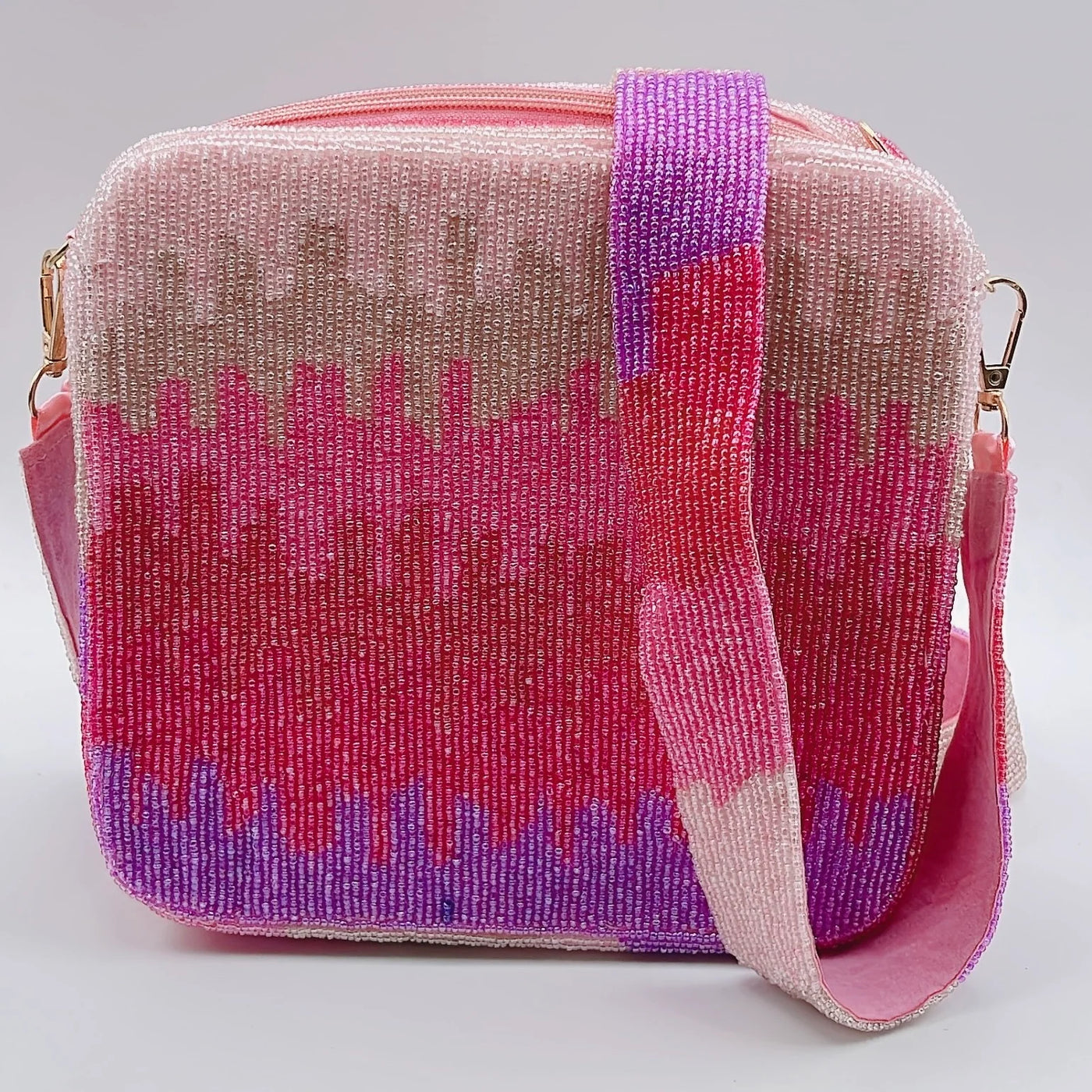 Multi Pink Beaded Crossbody