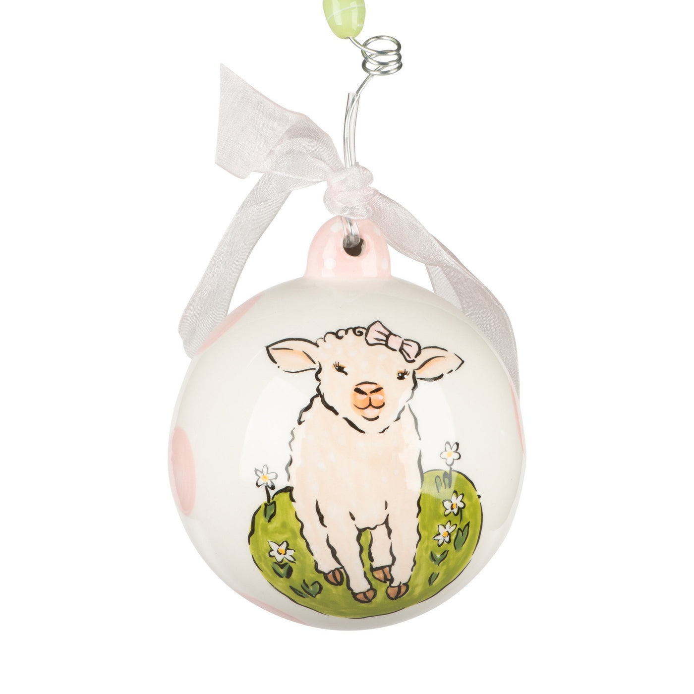 Lamb Baby's First Christmas Girl Ornament