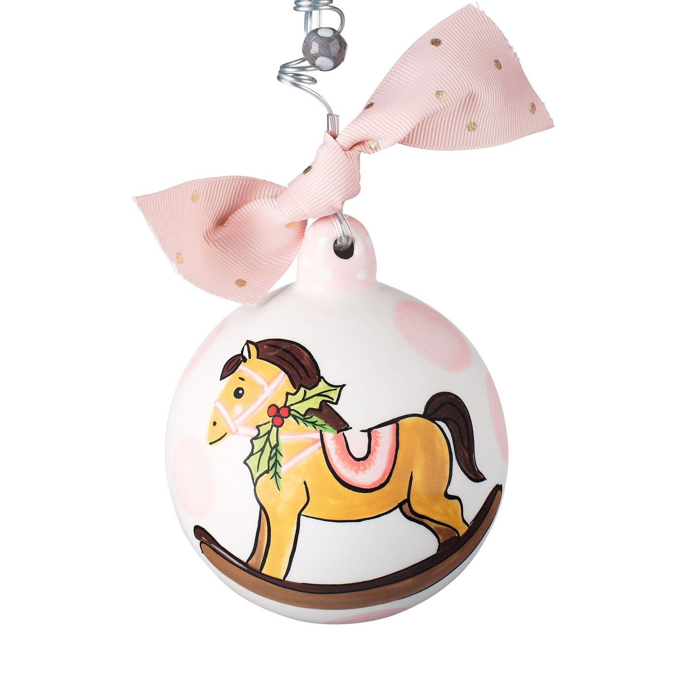 Pink Baby's First Christmas Rocking Horse Ornament
