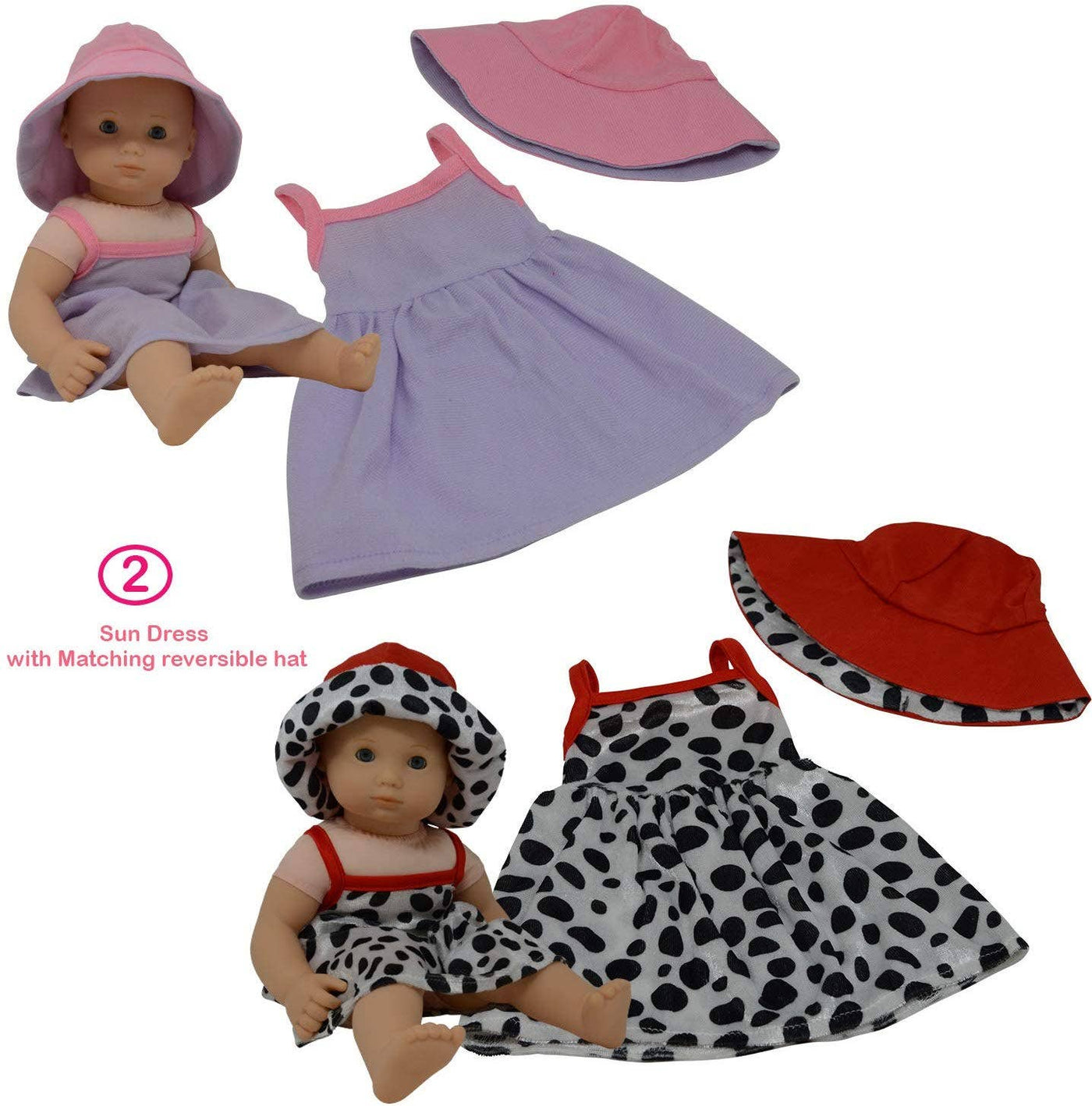18" Doll Dress/Hat Set - Pink/Purple