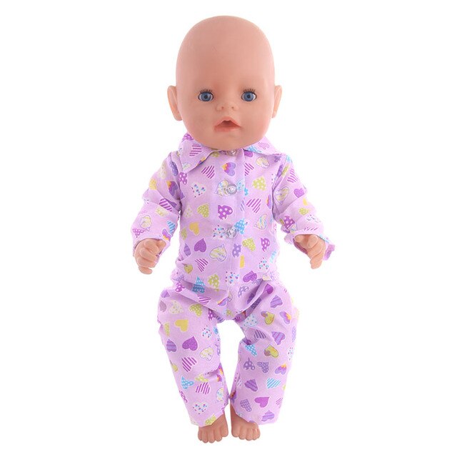 18" Doll PJs - Purple w/ Hearts