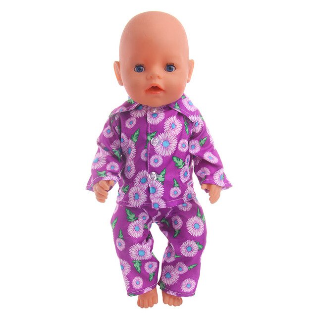 18" Doll PJs - Purple w/ Flowers