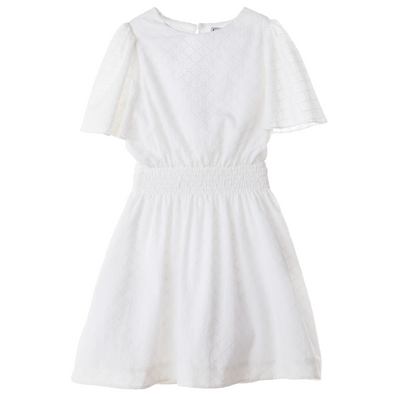 Samantha Smocked White Eyelet Dress