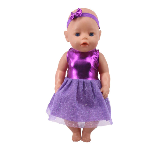 18" Purple Sparkly Dress & Headband