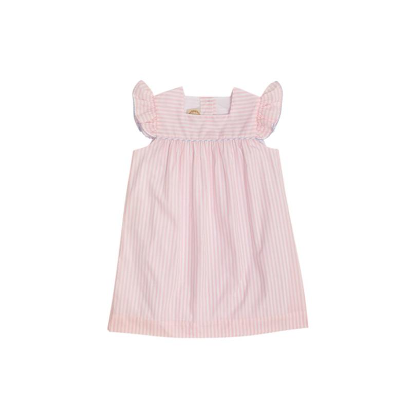 Rosemary Ruffle Dress - Pinkney Pink Stripe w/ Buckhead Blue