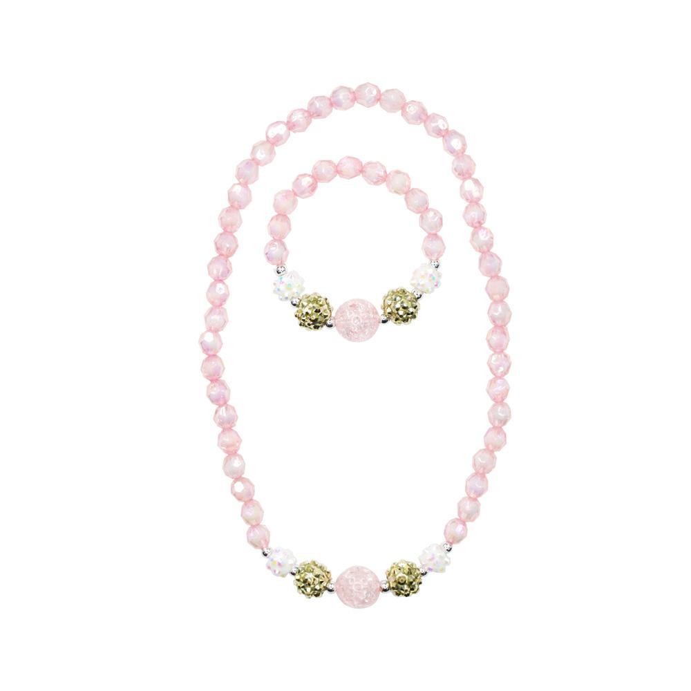 Pink Sparkle Necklace & Bracelet Set
