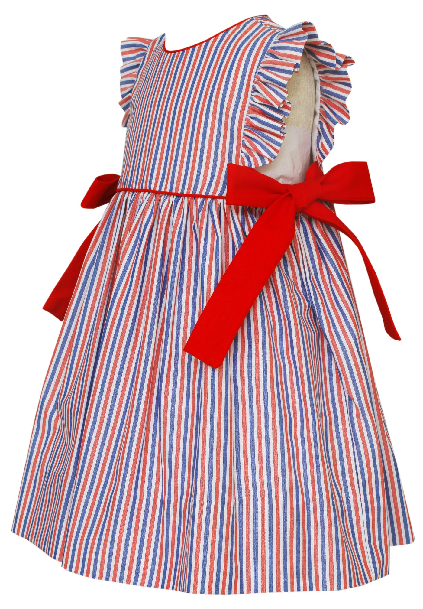 Red & Blue Stripe Float Dress with Ties