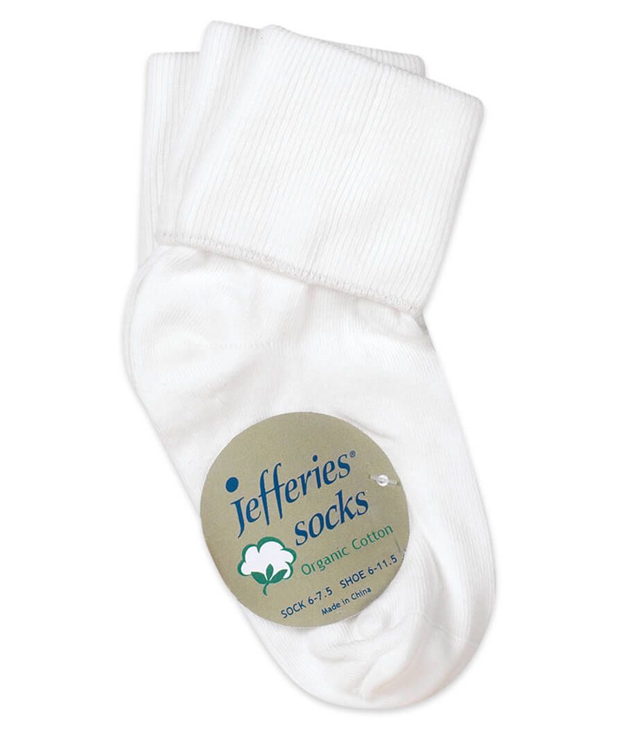 Turn Cuff Socks - Organic Cotton - White