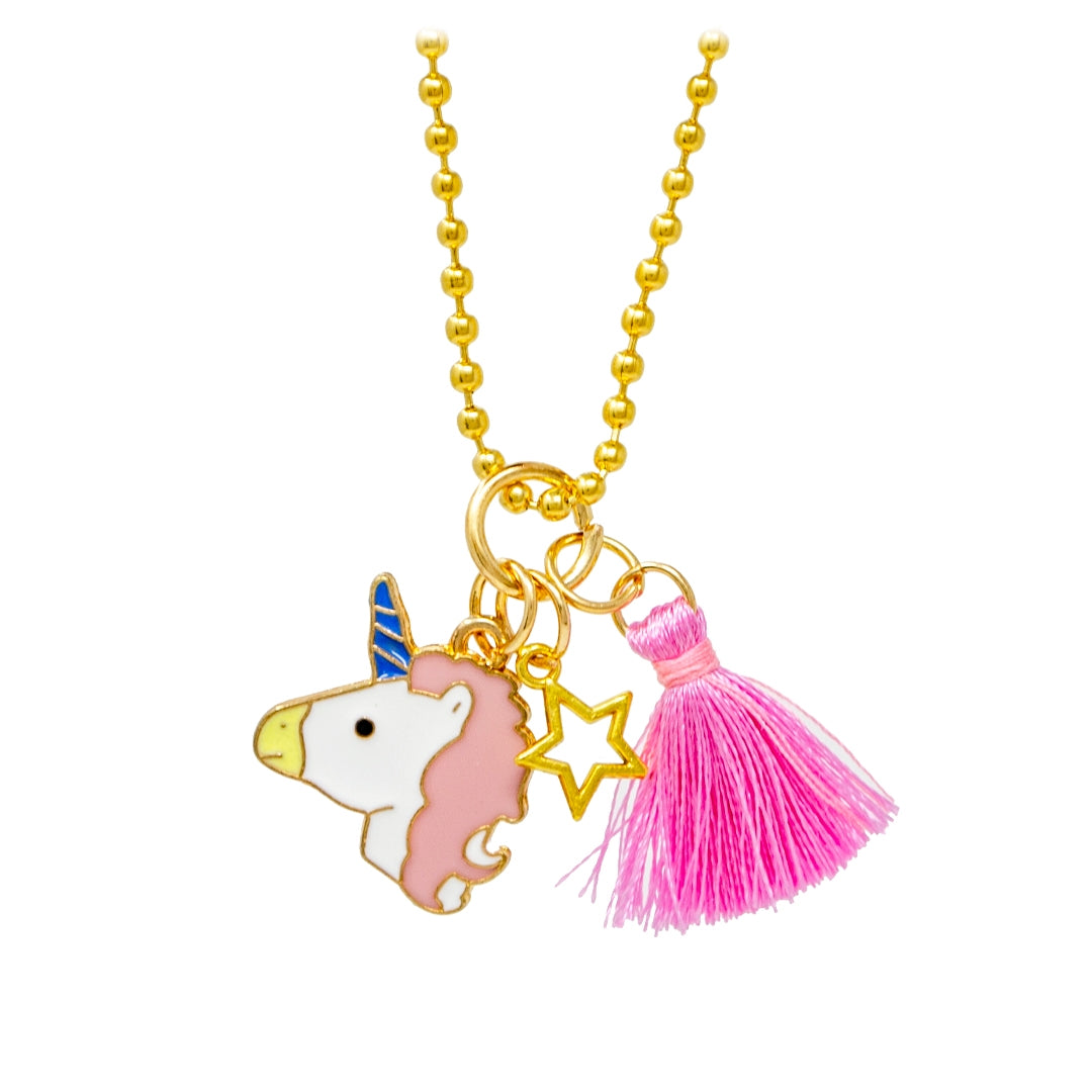 Unicorn, Tassel, & Star Gold Charm Necklace