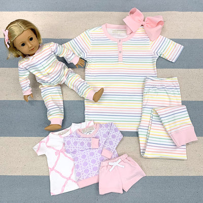 Sara Jane's Short Sleeve Set- RollerskateRainbowStripe