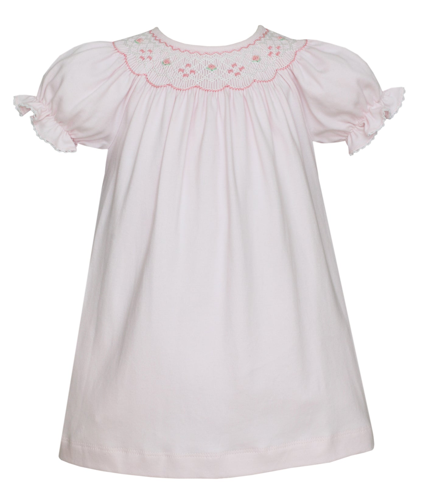 Pink Knit Smocked Bishop