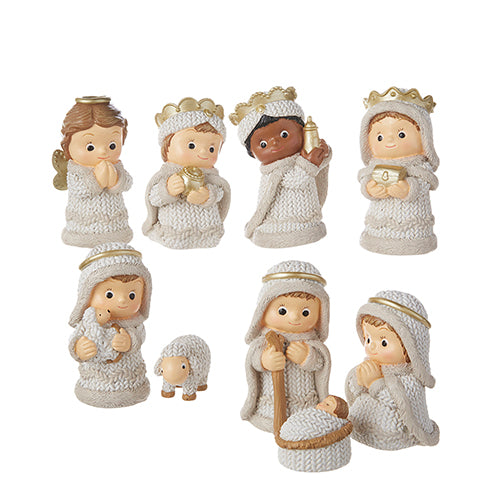 Winter Cottage Theme -4" Child Knit Nativity