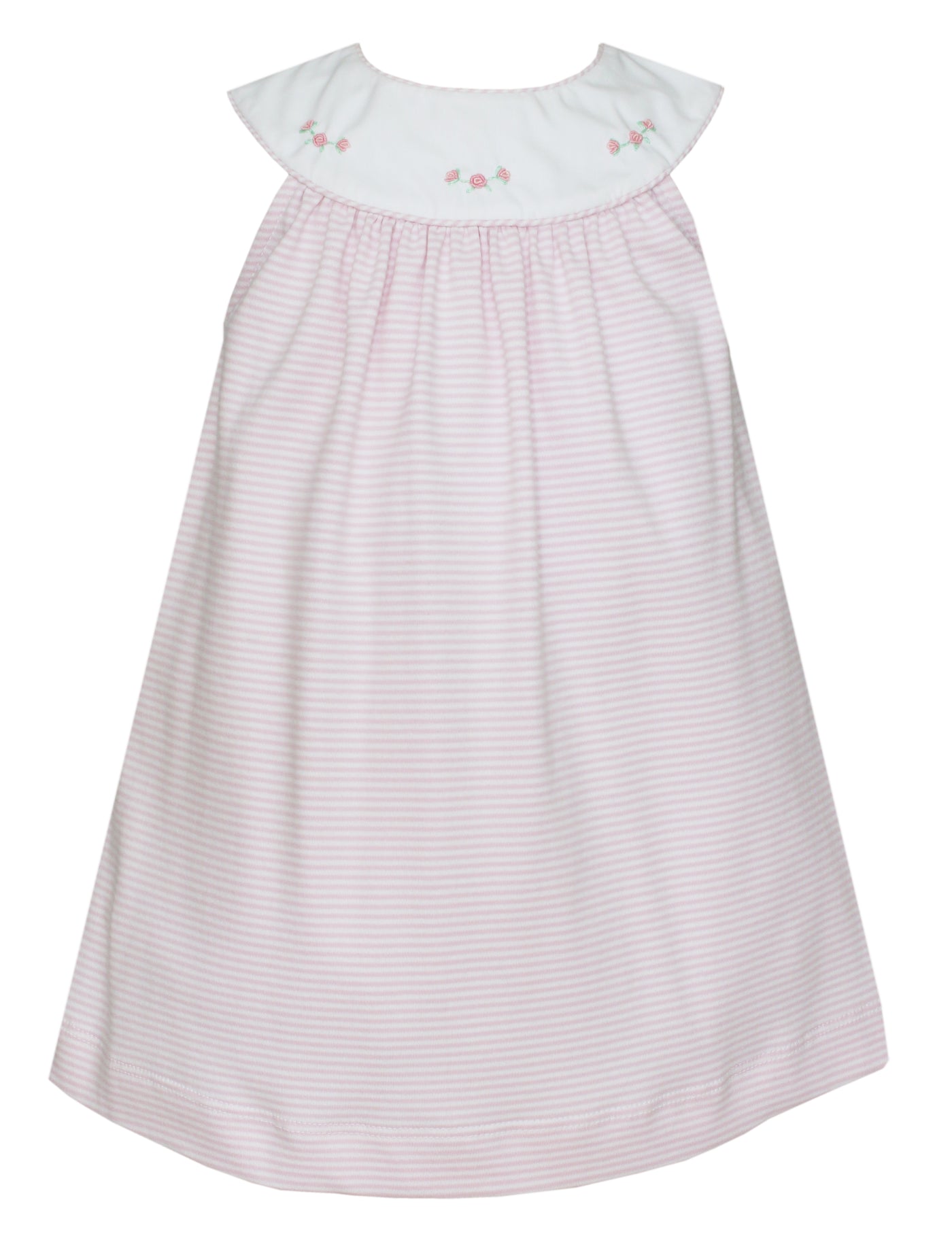 Sleeveless Round Collar Pink Stripe Dress