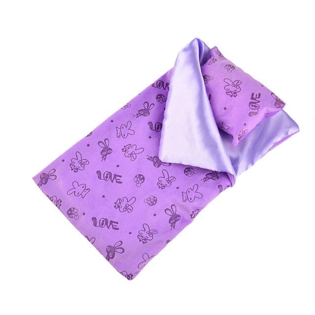 18" Purple Doll Sleeping Bag, Pillow, & Eye Mask