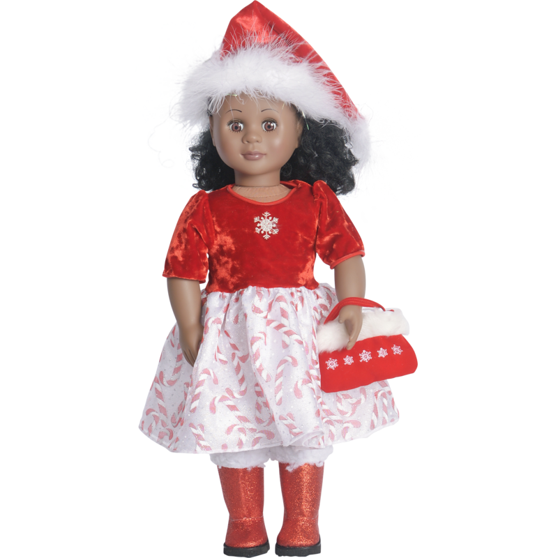 18" Doll Candy Cane Holiday Dress Set