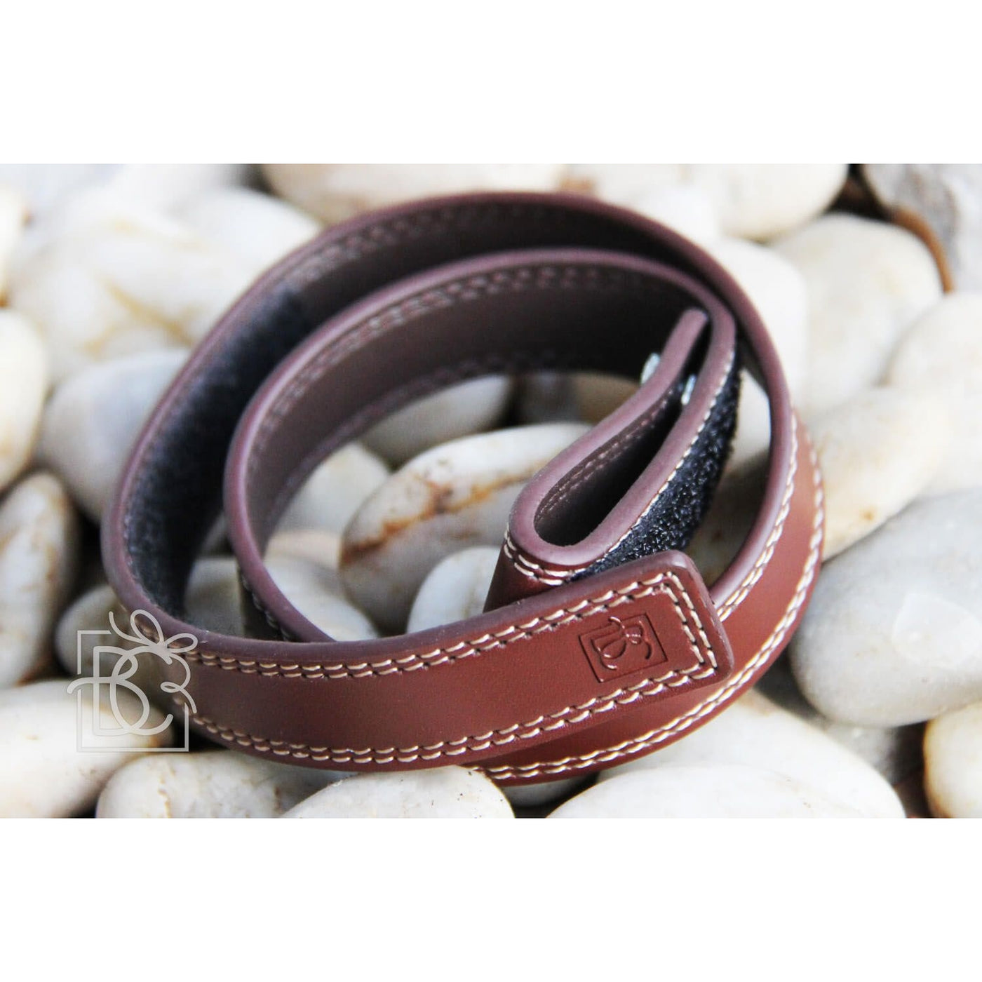 Solid Leather Belt with Hook and Loop - Brown