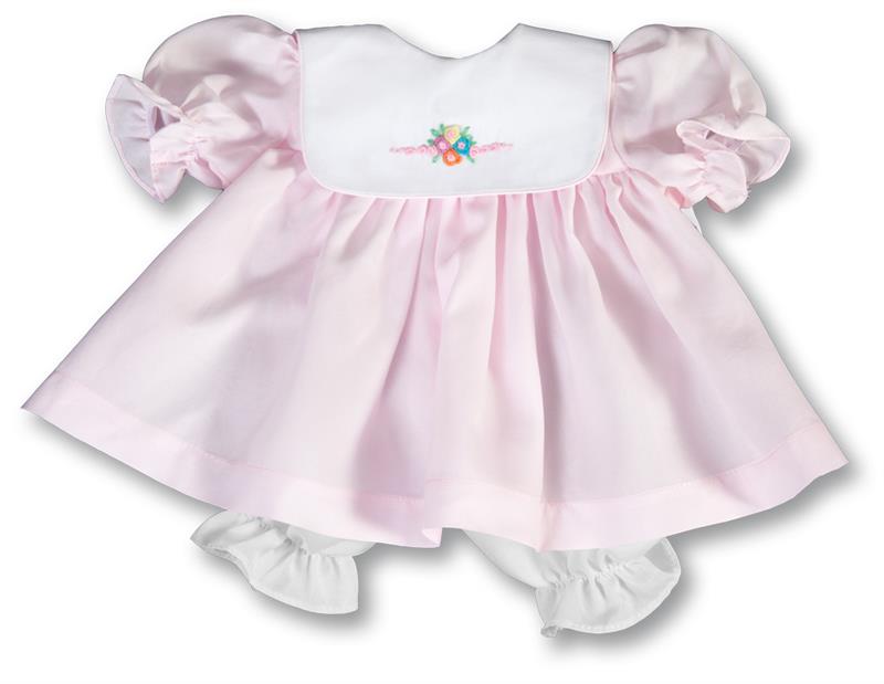 18" Pink White Collar Embroidered Doll Dress