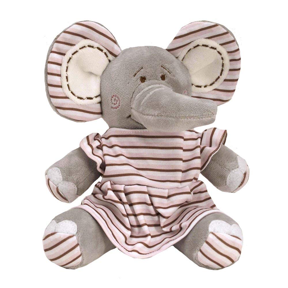 18" Elephant w/ Pink & Brown Stripe Dress