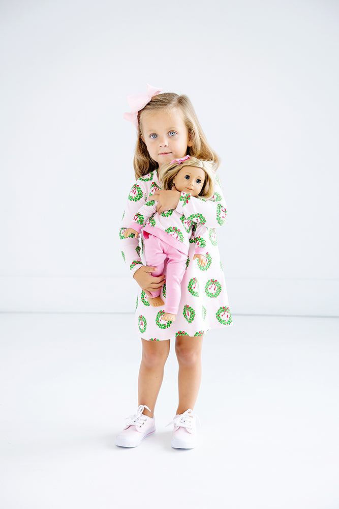 Dolly's Cassidy Comfy Crewneck Pant Set -Deck The Halls w/ Bows & Holly