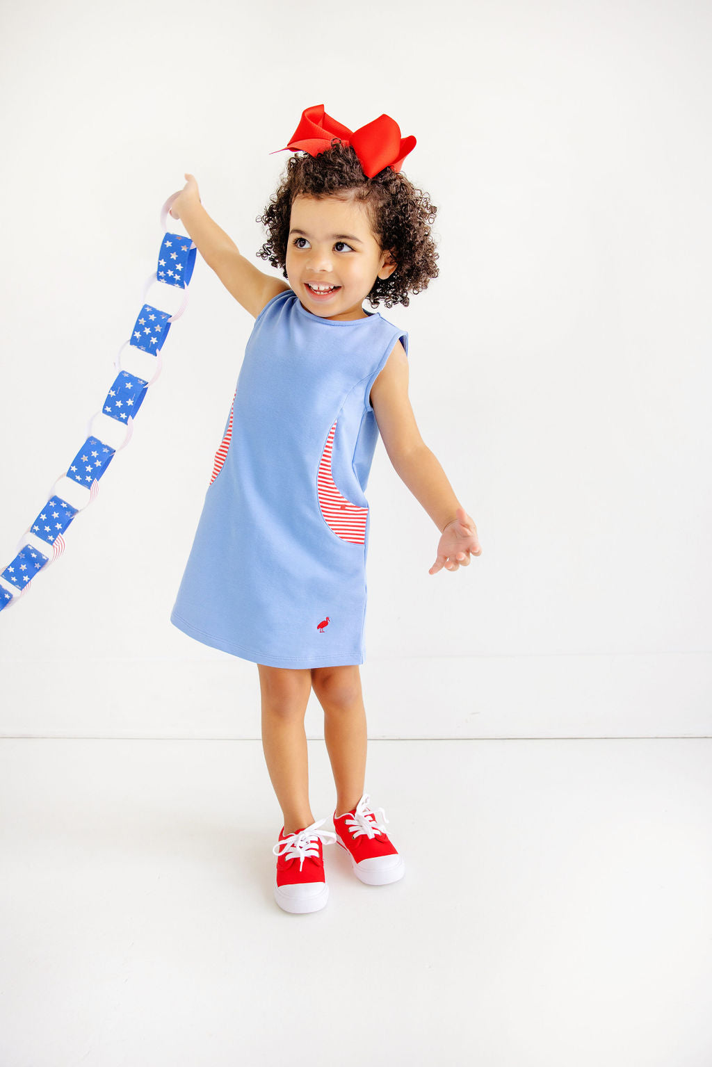 Gladys Day Dress -Barbados Blue/RR Stripe