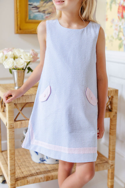 Taylor Tunic Dress - Breakers Blue Seersucker