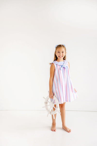 Cindy Sailor Dress - New River Nautical Stripe