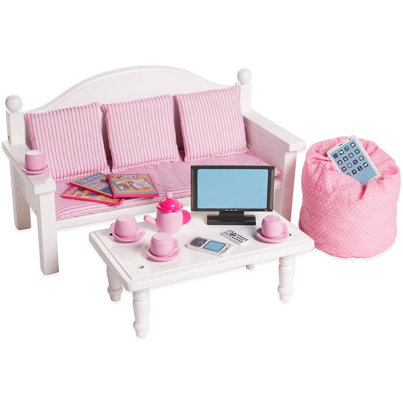 Doll Sofa & Coffee Table with Accessories