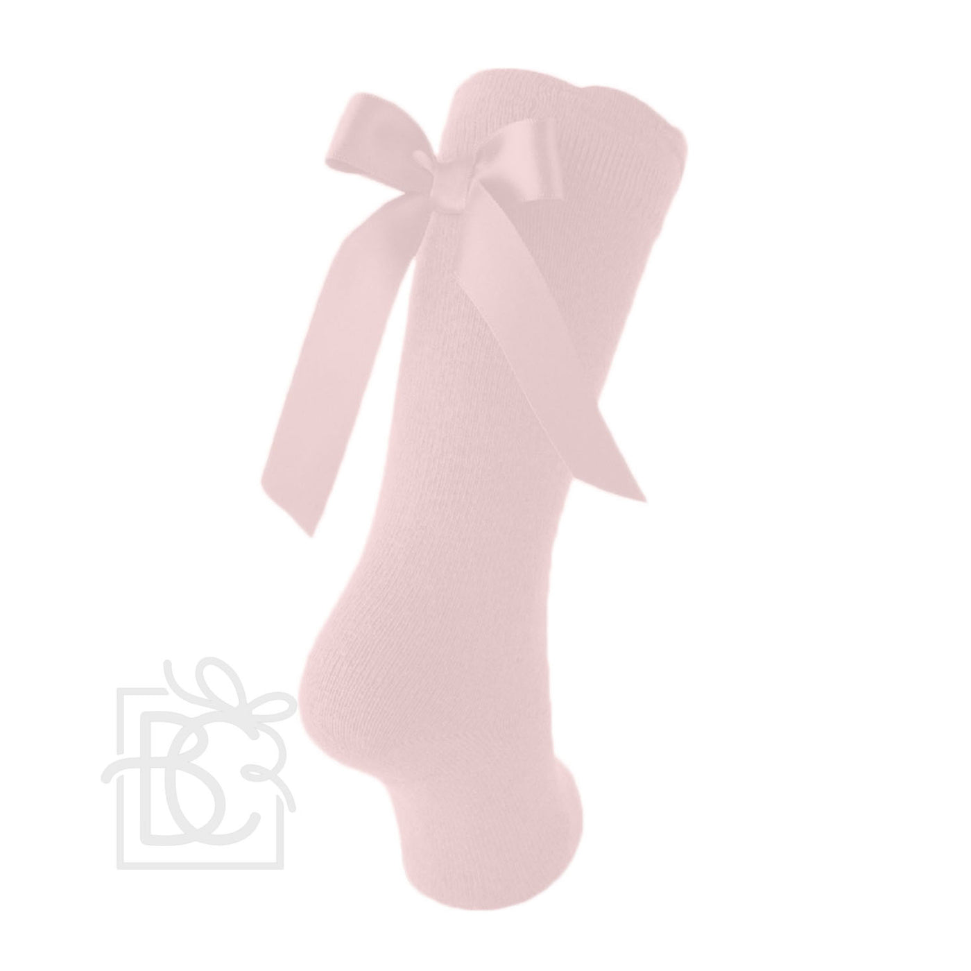 Cotton Knee Socks w/ Back Bow - Lt Pink