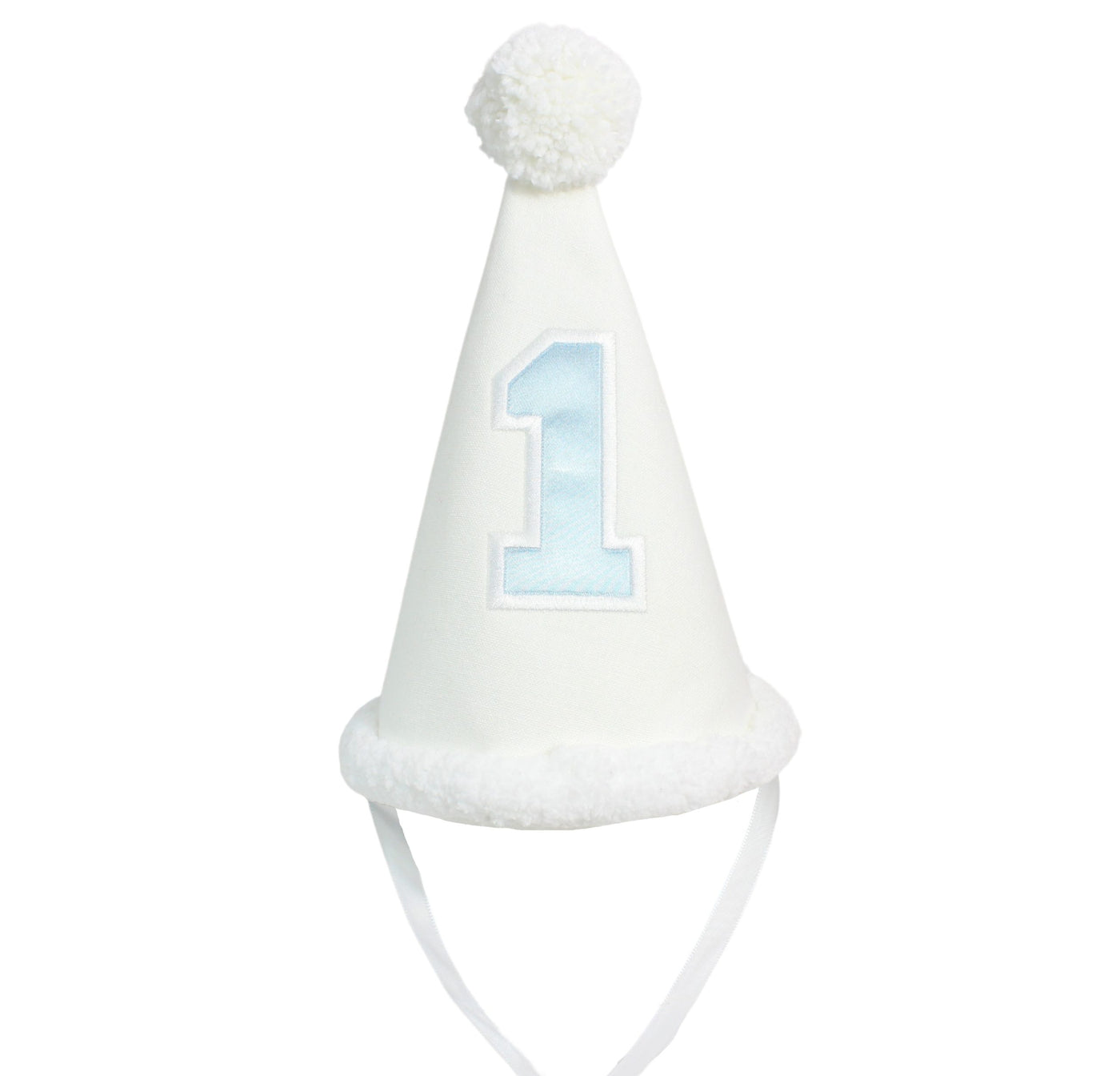 White Linen/Light Blue Satin Number Birthday Hat
