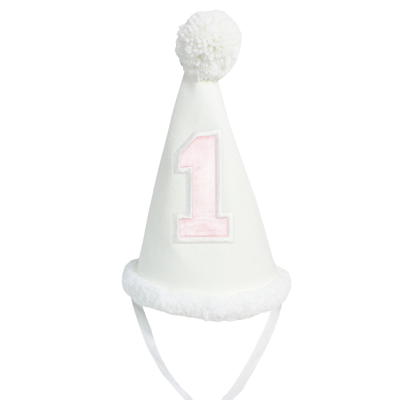 White Linen/Light Pink Satin Number Birthday Hat