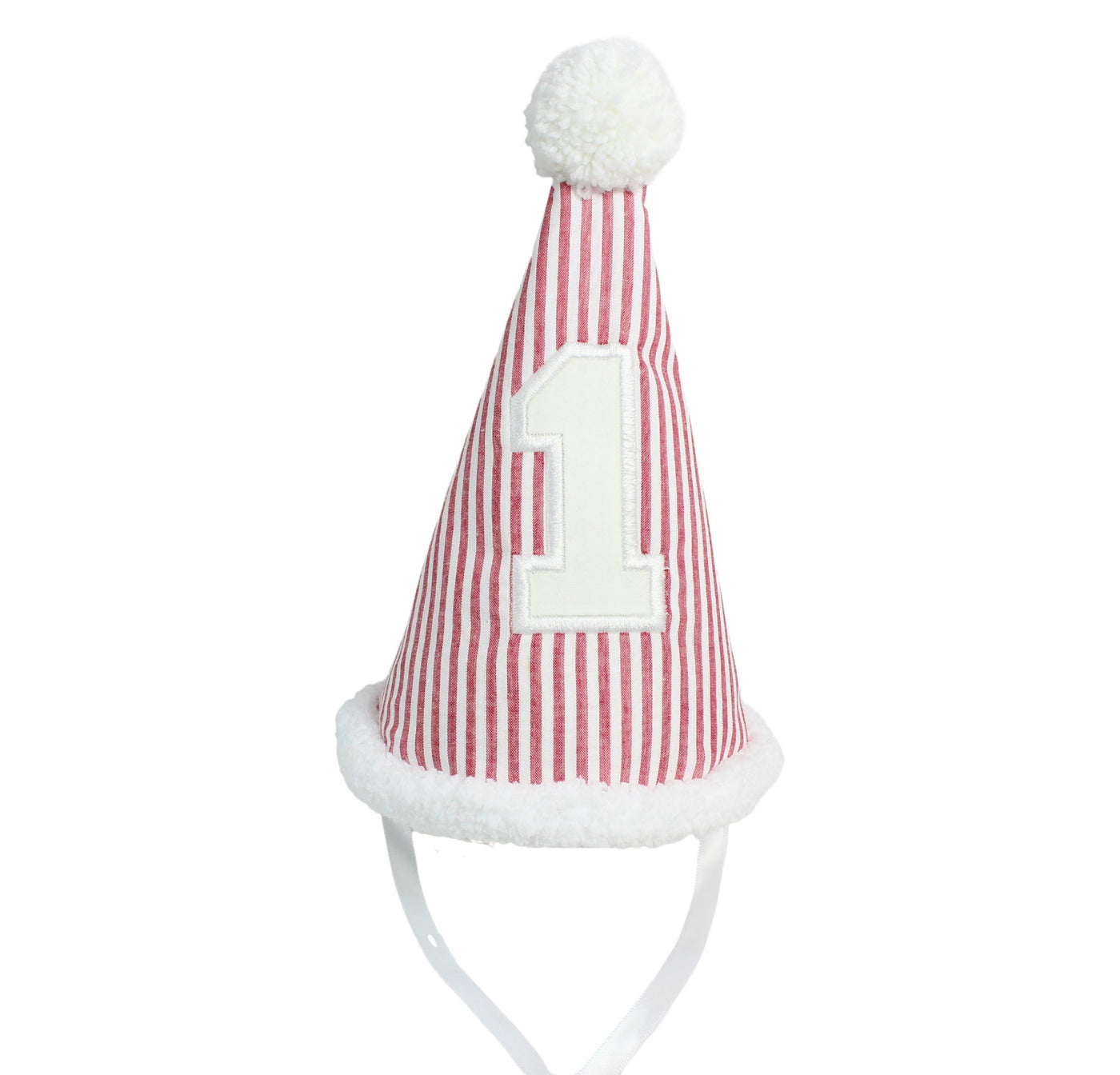 Red Seersucker/White Cotton Number Birthday Hat