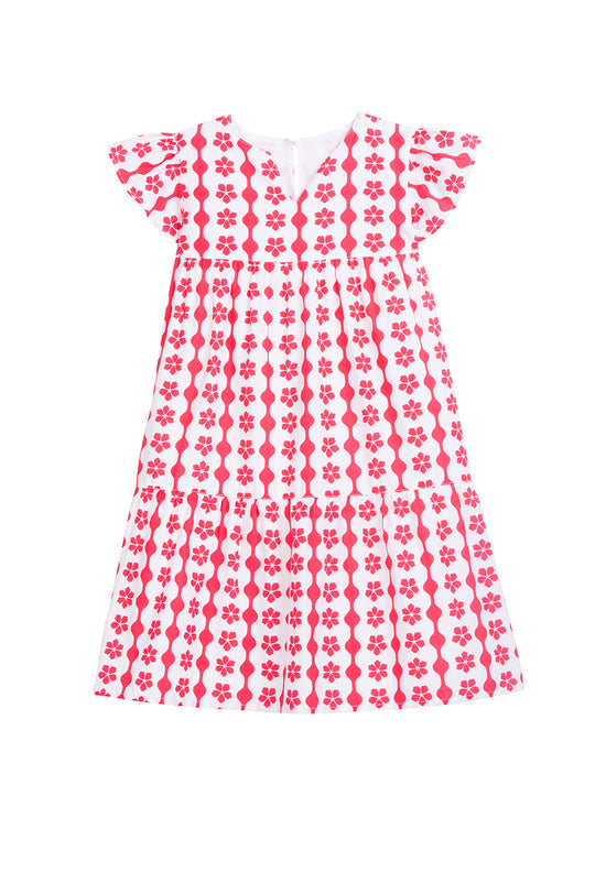 Positano Dress - Raspberry Scallop
