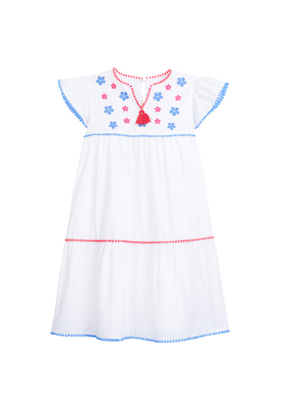 Positano Dress - White Embroidered