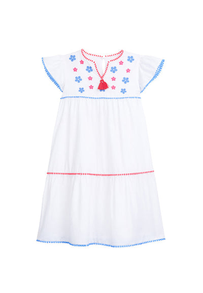 Positano Dress - White Embroidered