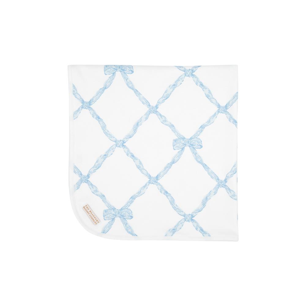 Baby Buggy Blanket- Blue Bellemeade Bow