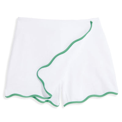 Scalloped Tennis Skort - White with Green