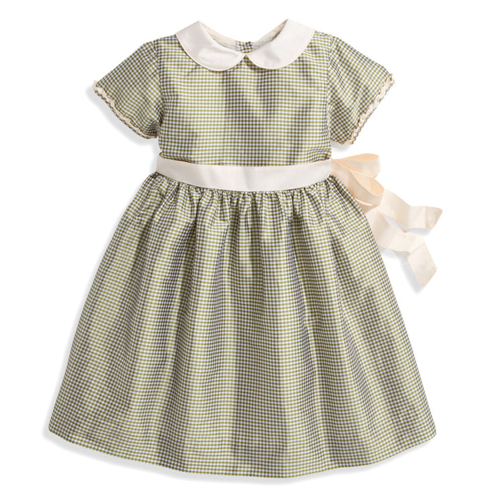 Mignon Taffeta Dress - Green Gingham