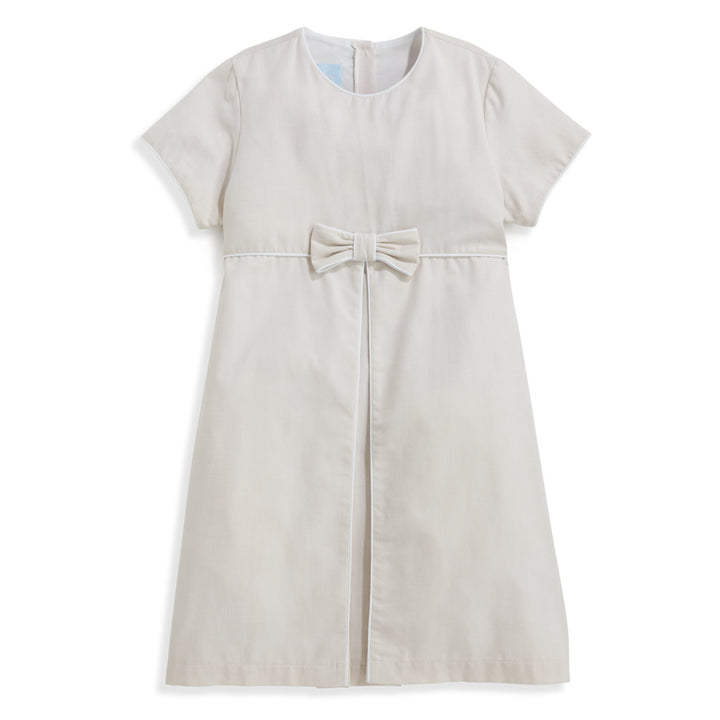 Bow Front Party Dress -Sand Oxford