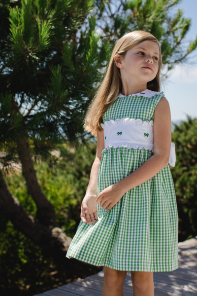 Grass Embroidered Bows Dress