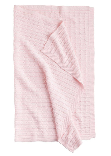 Cable Knit Baby Blanket- Light Pink
