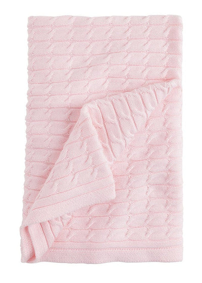 Cable Knit Baby Blanket- Light Pink