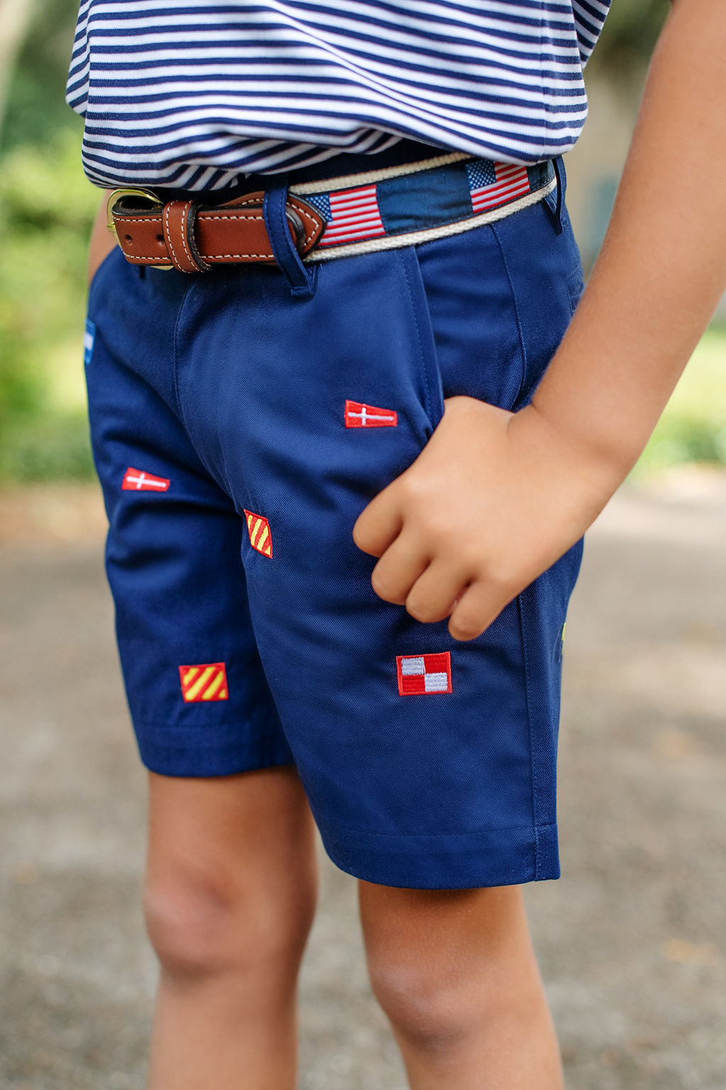 Critter Charlie's Chinos - Nantucket Navy Flags/Multi