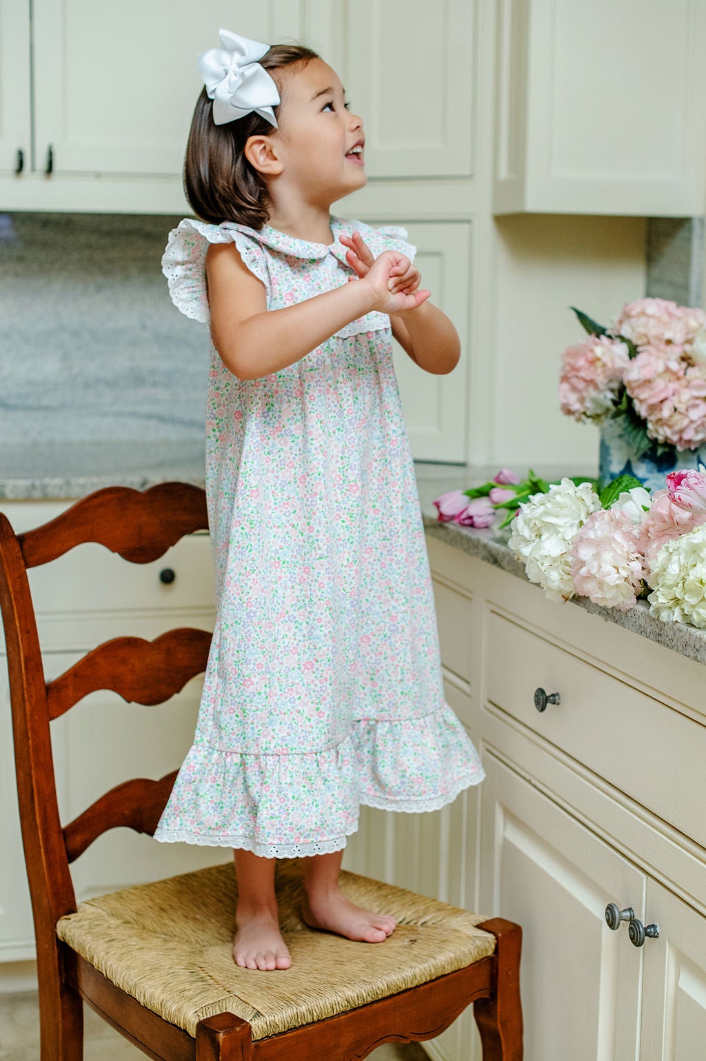 Angel Sleeve Goldie Locks Gown-Mountain Brook Mini Floral