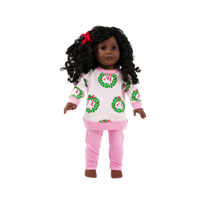 Dolly's Cassidy Comfy Crewneck Pant Set -Deck The Halls w/ Bows & Holly